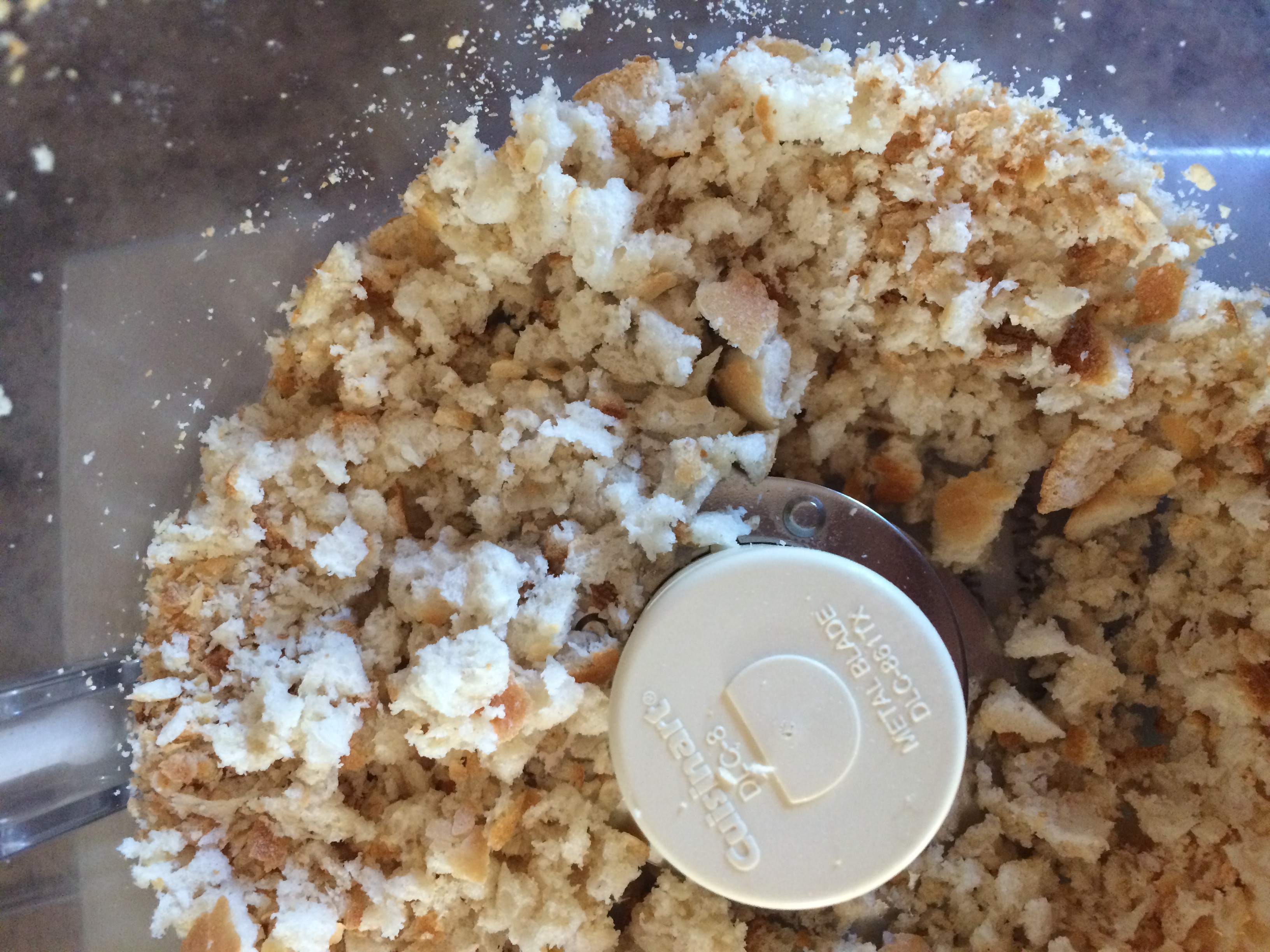Fresh breadcrumbs in food processor