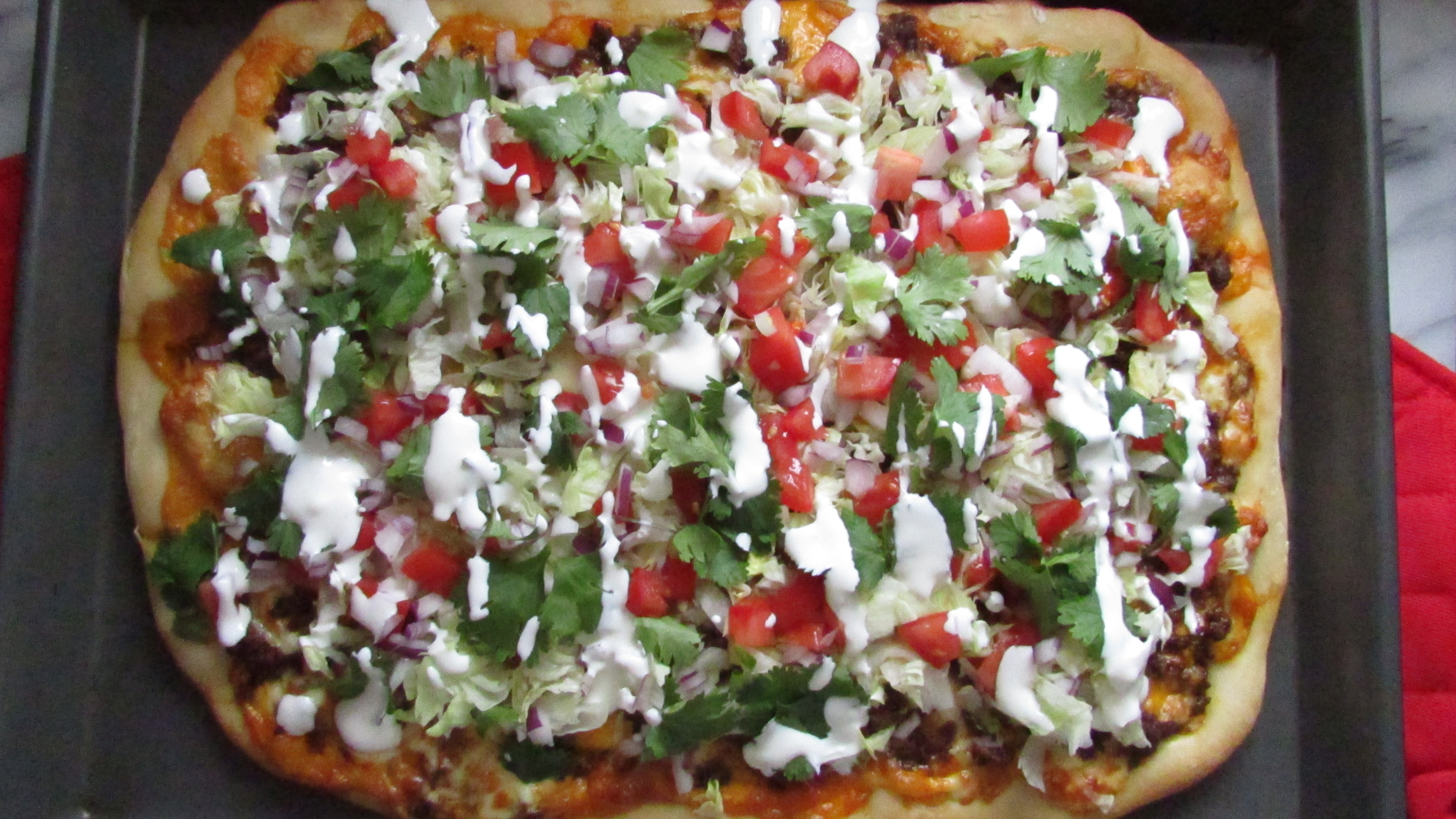 Taco Pizza with all the toppings!