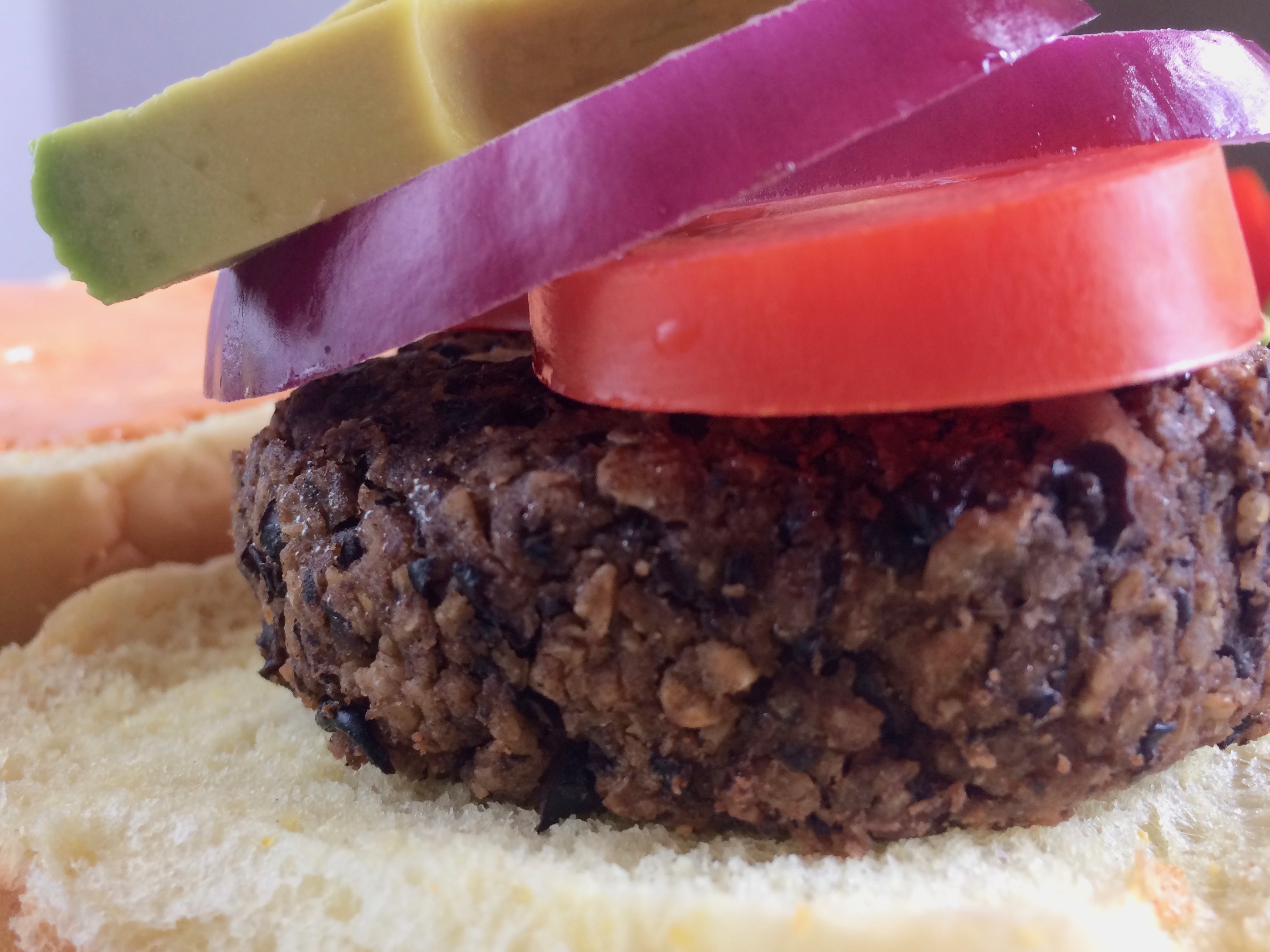 Black bean burger on bun