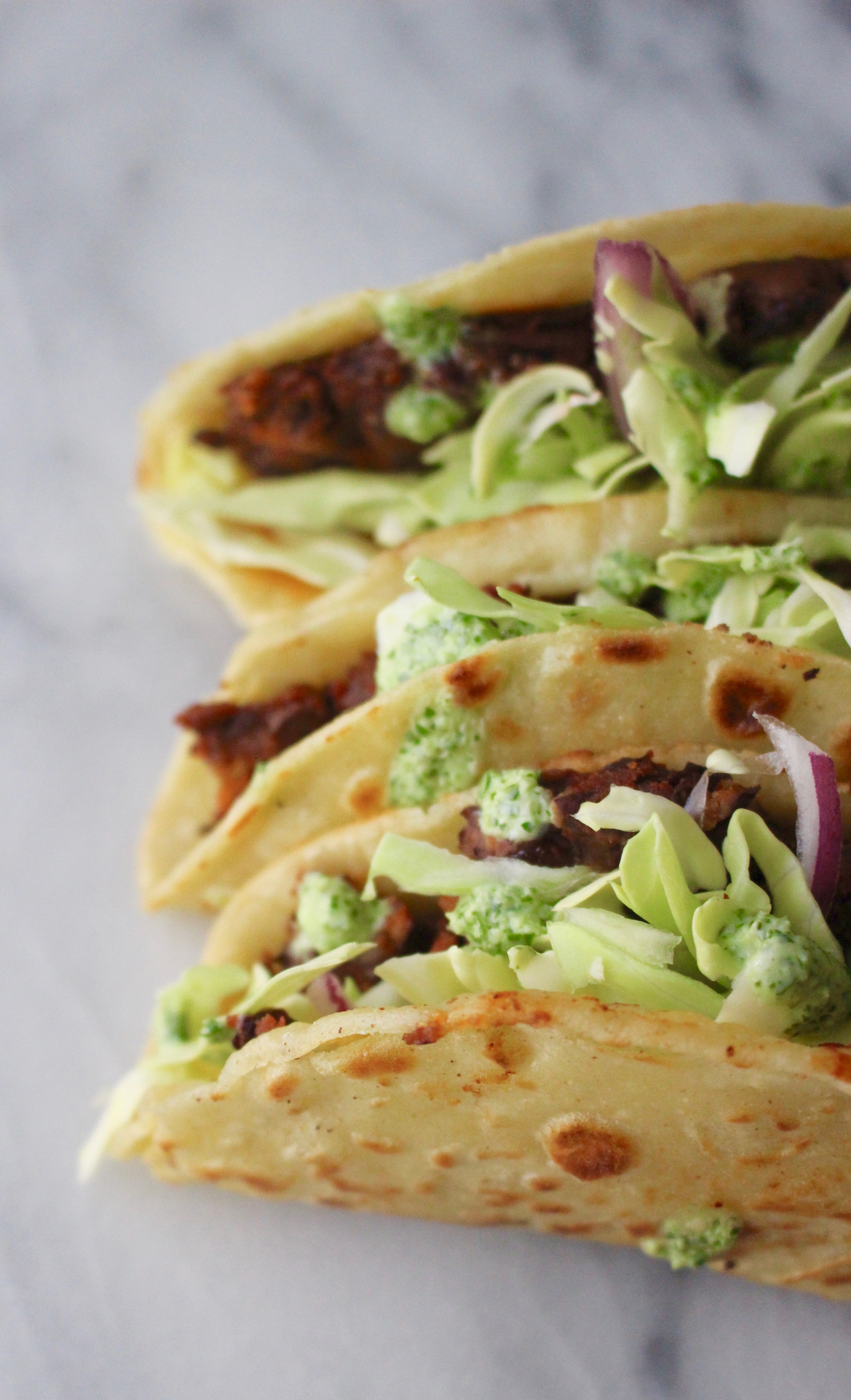 Smashed Black Bean Tacos with Creamy Jalapeño Slaw - MANDY JACKSON