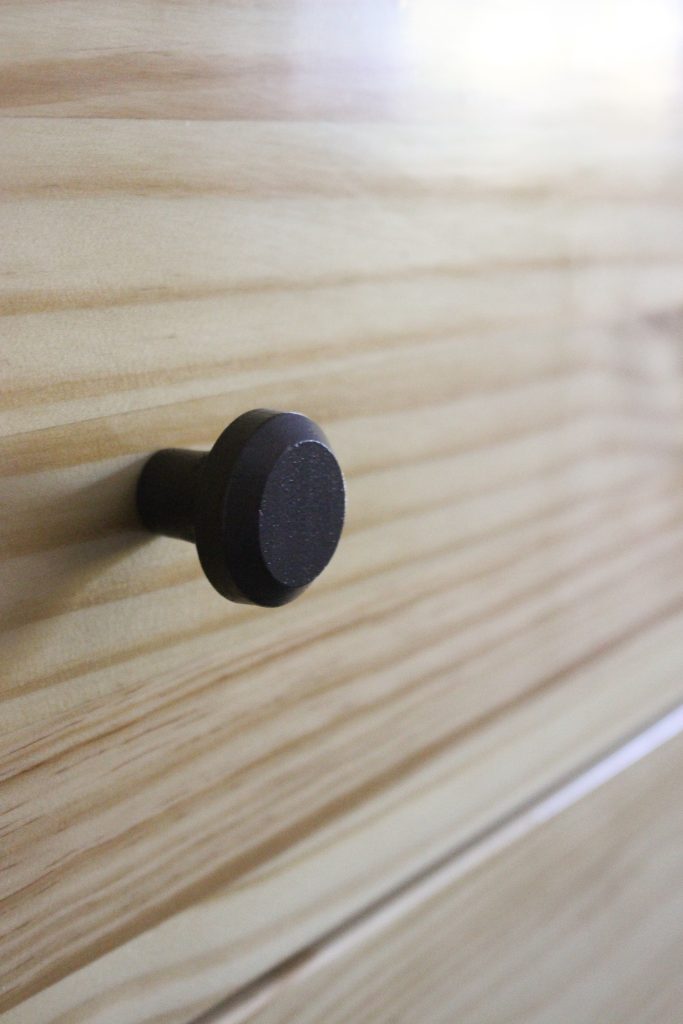 spray painted knobs for ikea tarva dresser