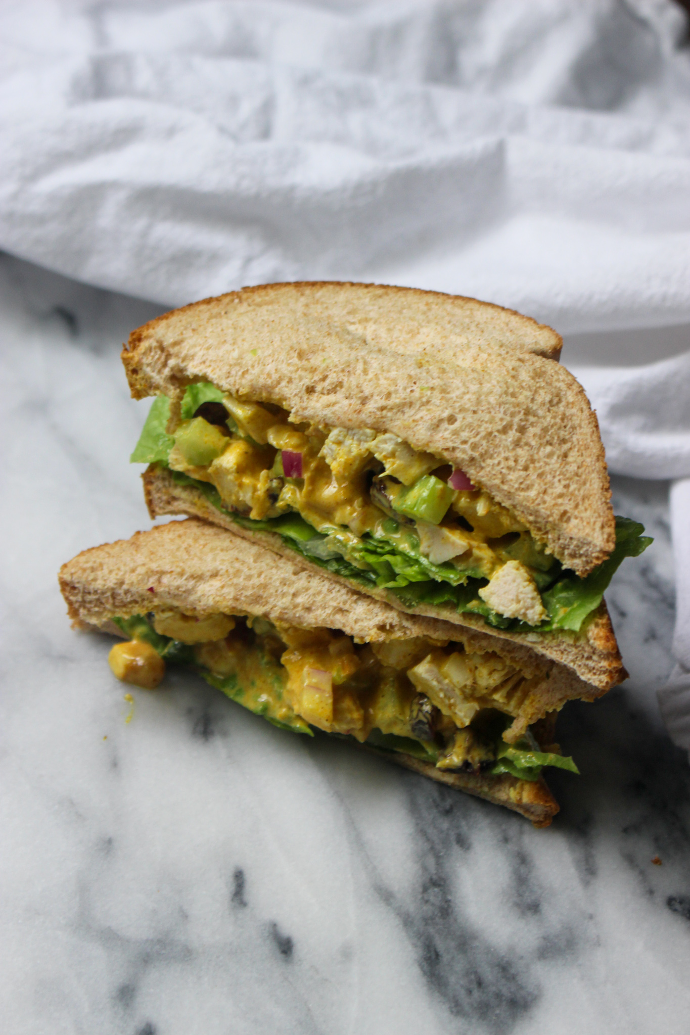 curry chicken salad on wheat