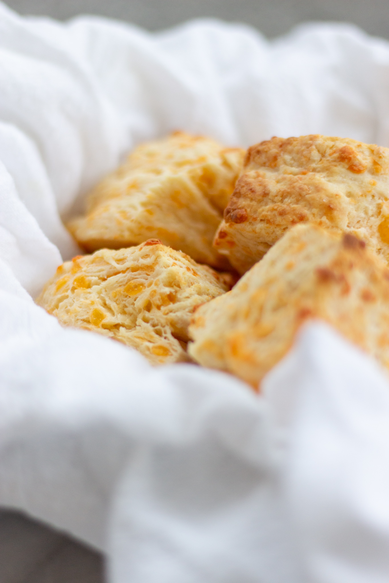 basket of cheddar biscuits