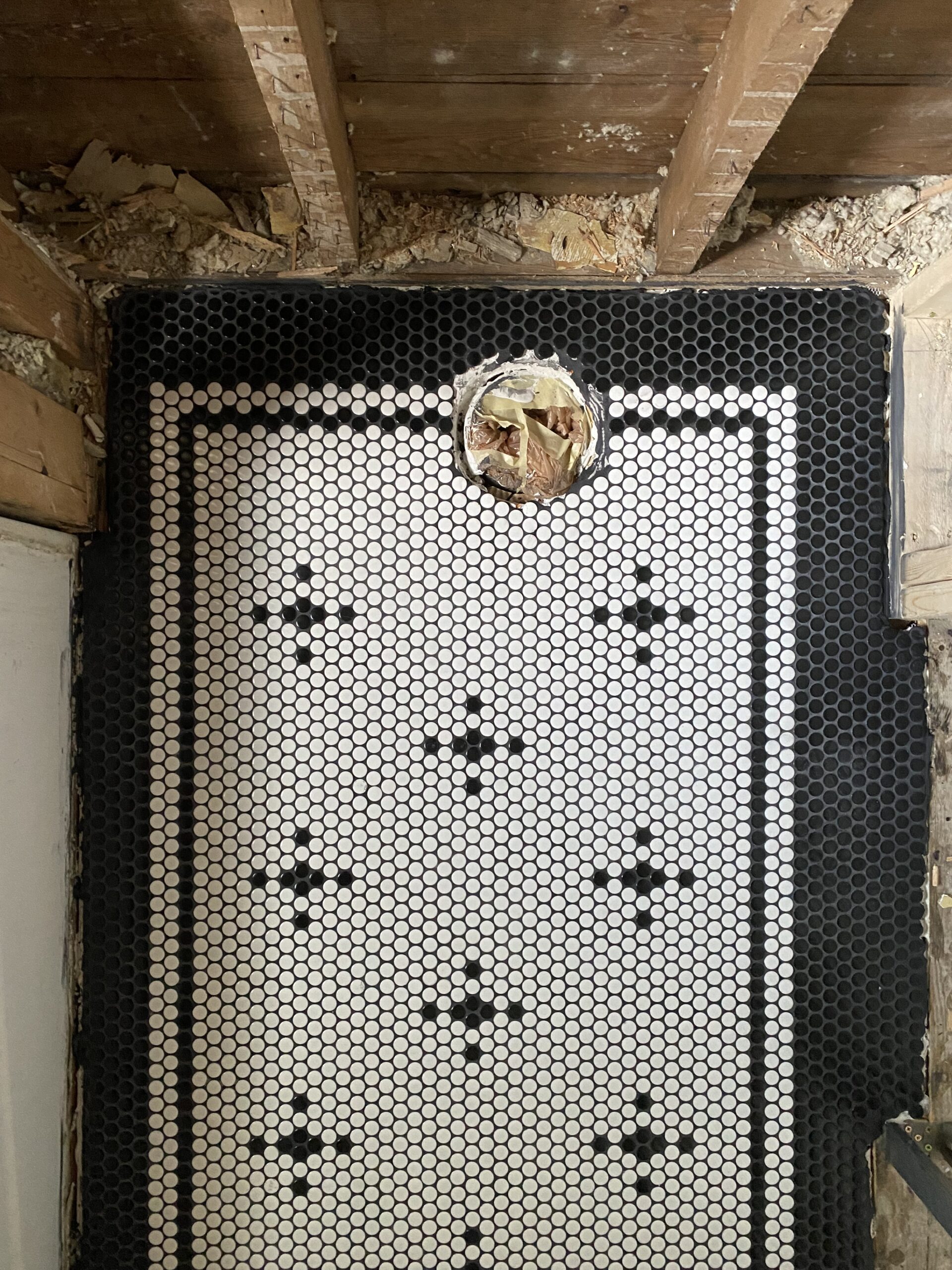 DIY Vintage Inspired Patterned Penny Tile Bathroom Floor Mandy Jackson